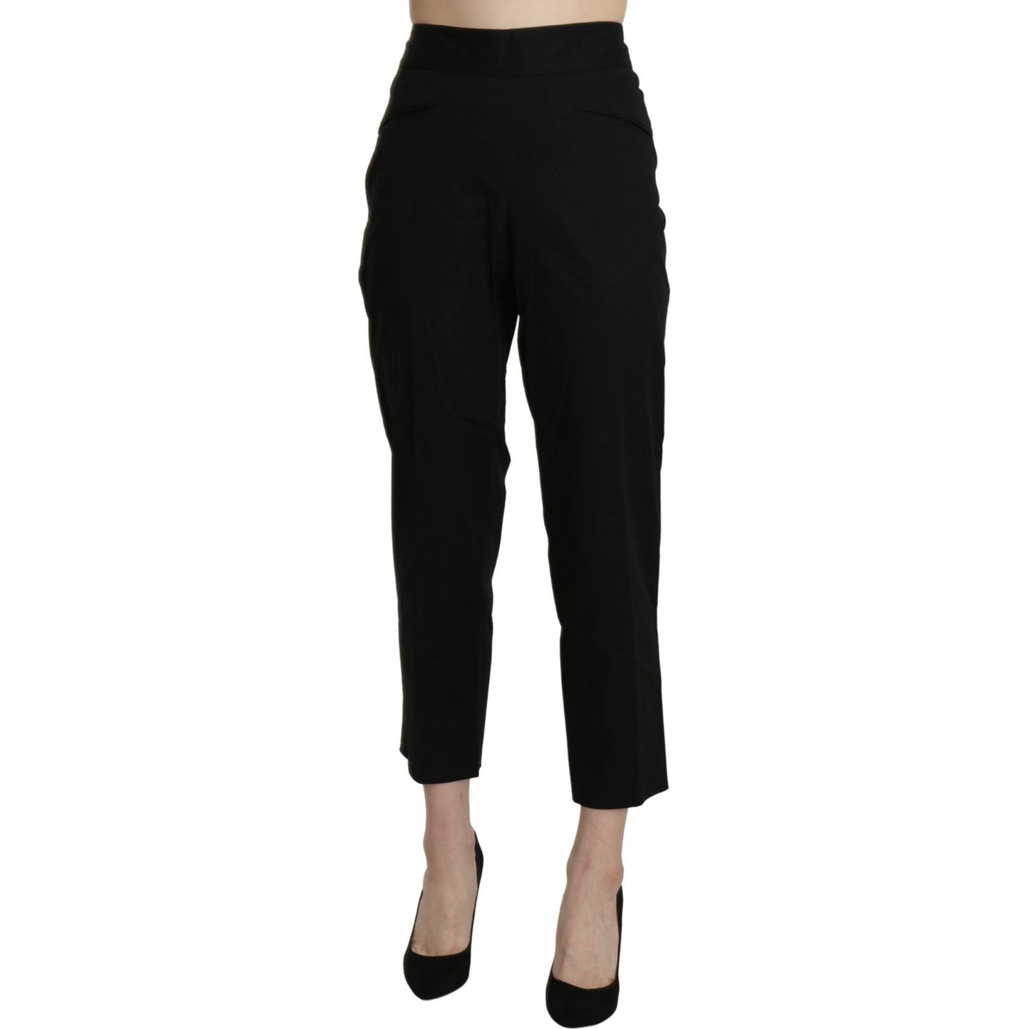 BENCIVENGA Elegant High Waist Cropped Pants Jeans & Pants BENCIVENGA Black