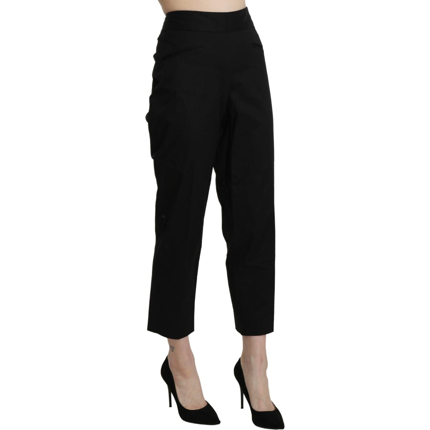 BENCIVENGA Elegant High Waist Cropped Pants Jeans & Pants BENCIVENGA Black