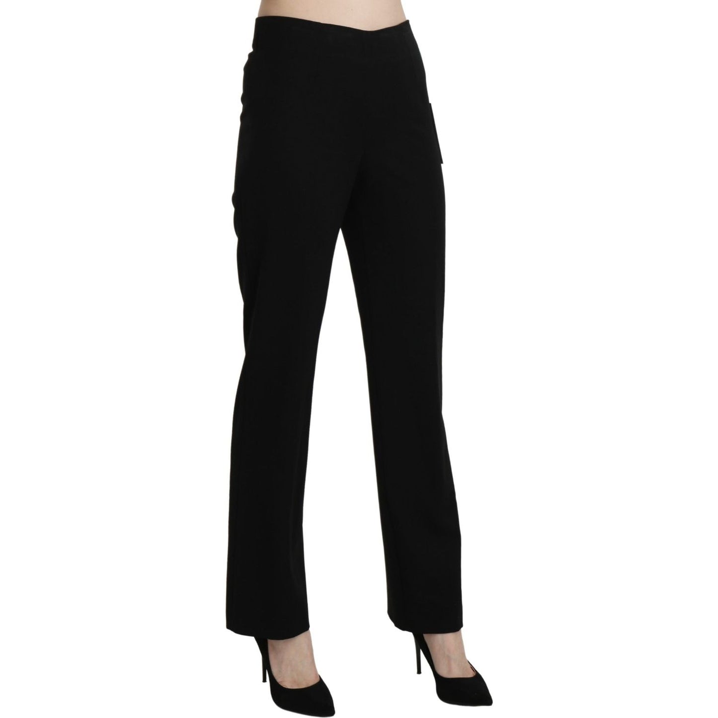 BENCIVENGA Elegant Black High Waist Straight Pants Jeans & Pants BENCIVENGA Black
