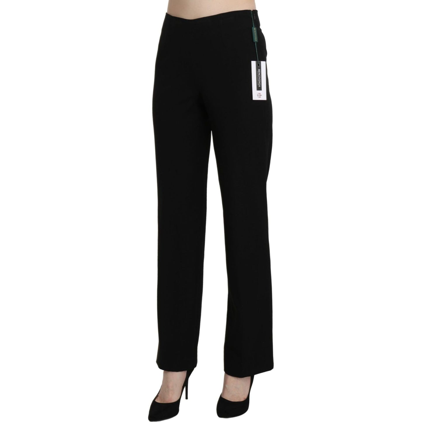 BENCIVENGA Elegant Black High Waist Straight Pants Jeans & Pants BENCIVENGA Black