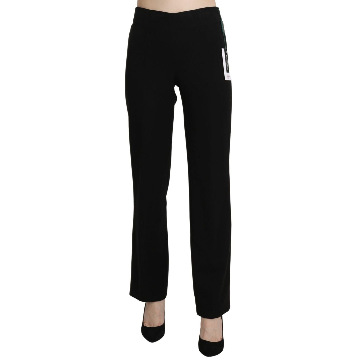 BENCIVENGA Elegant Black High Waist Straight Pants Jeans & Pants BENCIVENGA Black