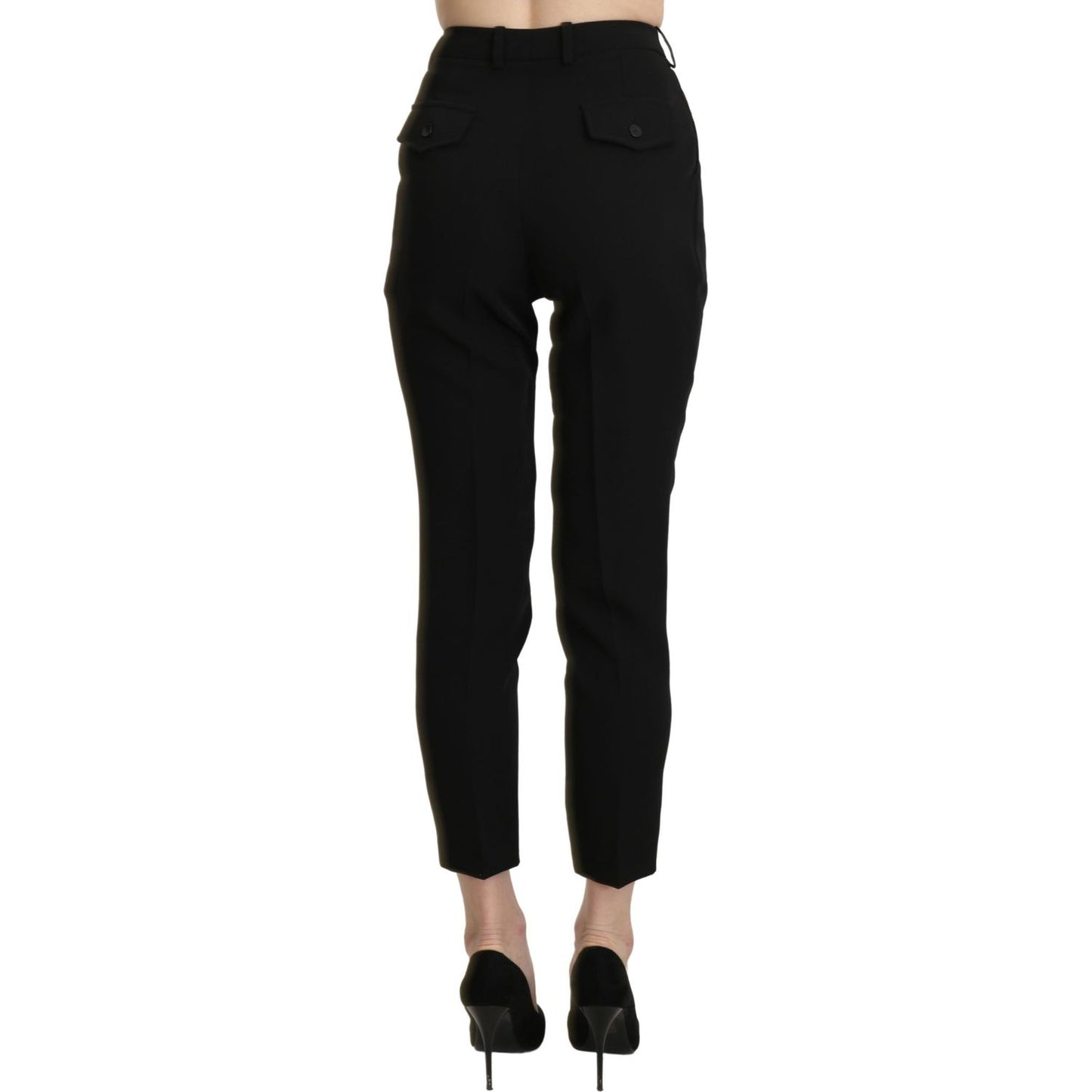 BENCIVENGA Chic High Waist Skinny Cropped Trousers Jeans & Pants BENCIVENGA Black