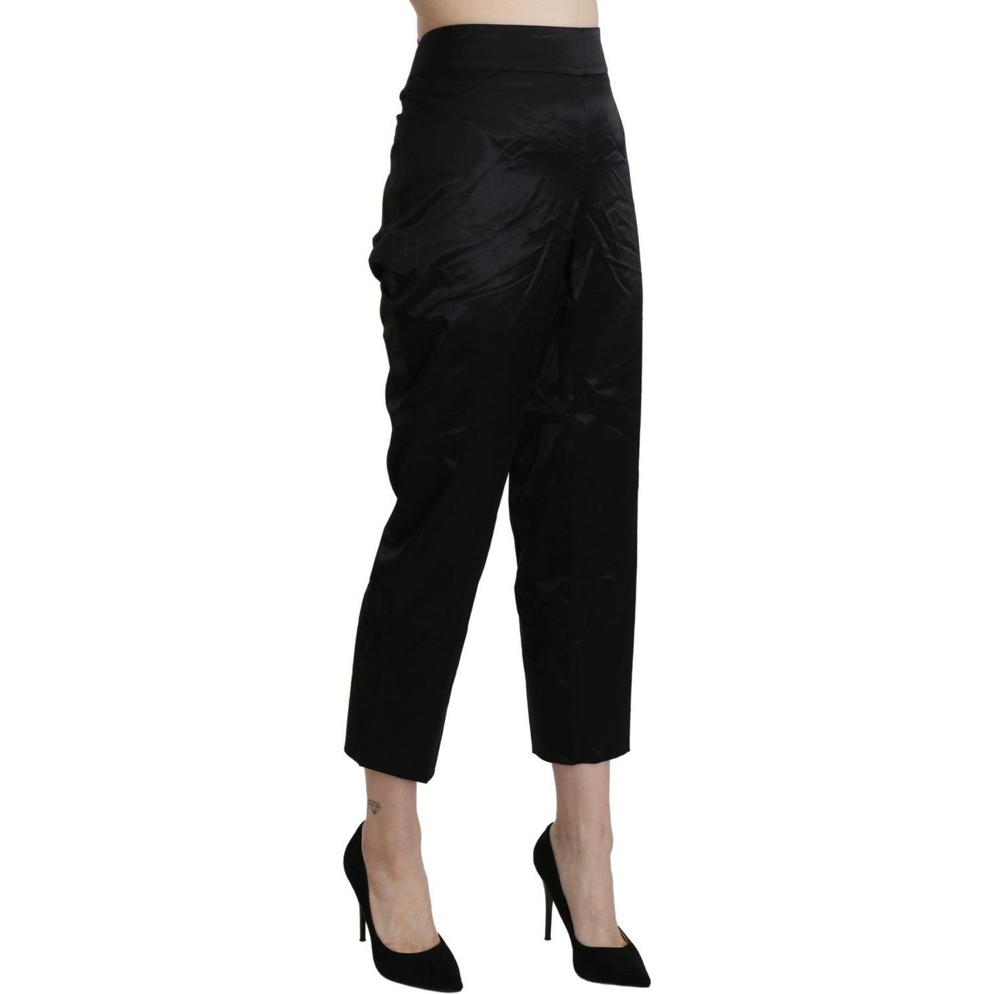 BENCIVENGA Elegant High Waist Cropped Pants Jeans & Pants BENCIVENGA Black