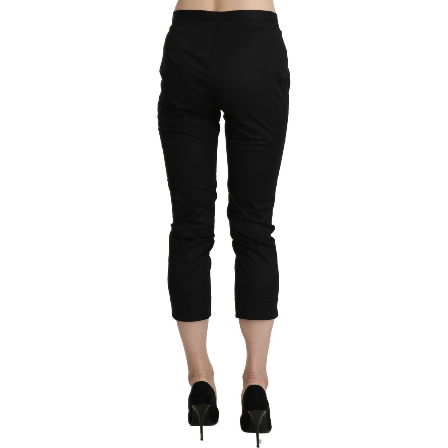 BENCIVENGA Elegant High Waist Skinny Cropped Pants Jeans & Pants BENCIVENGA Black