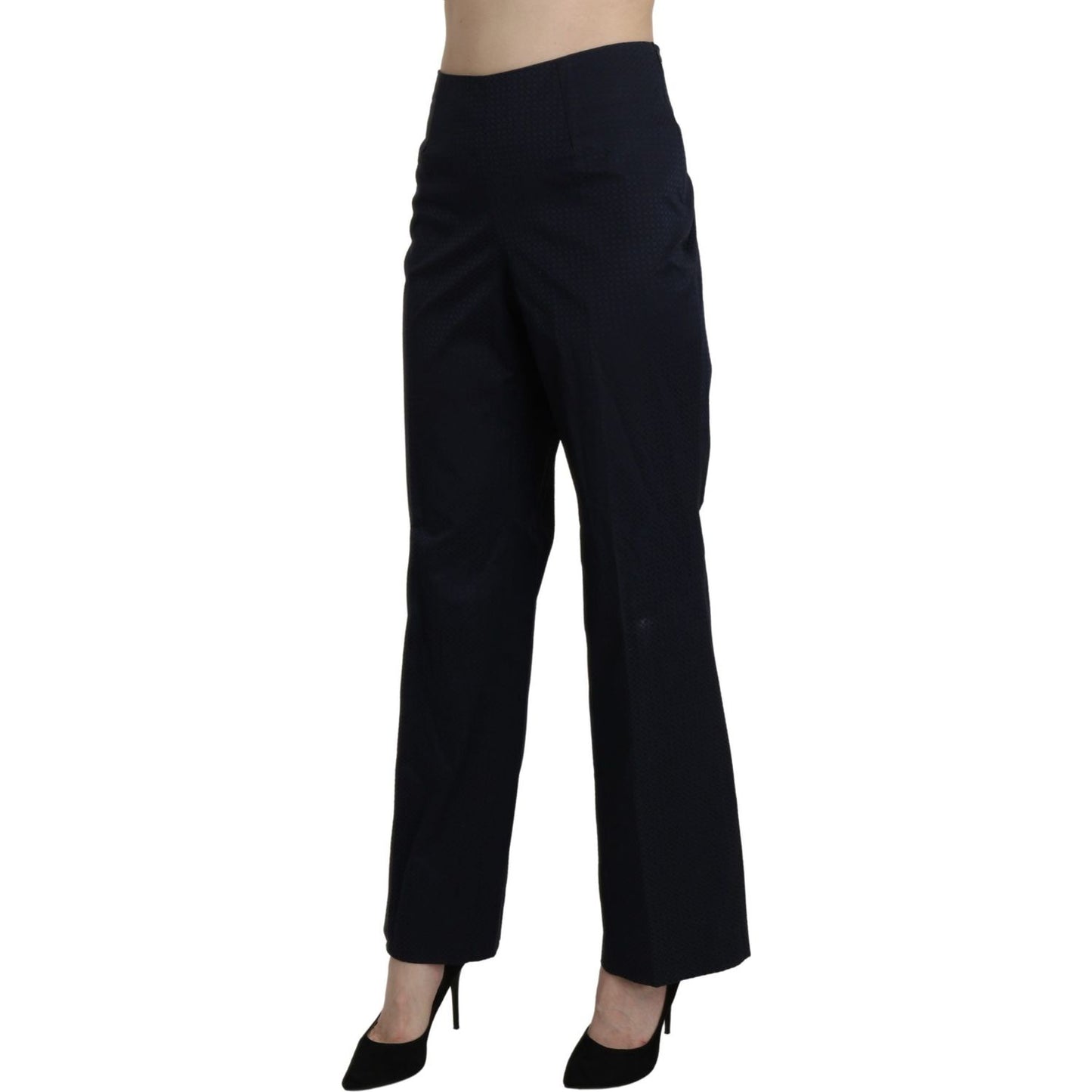 BENCIVENGA Navy Blue High Waist Straight Cotton Pants BENCIVENGA Black