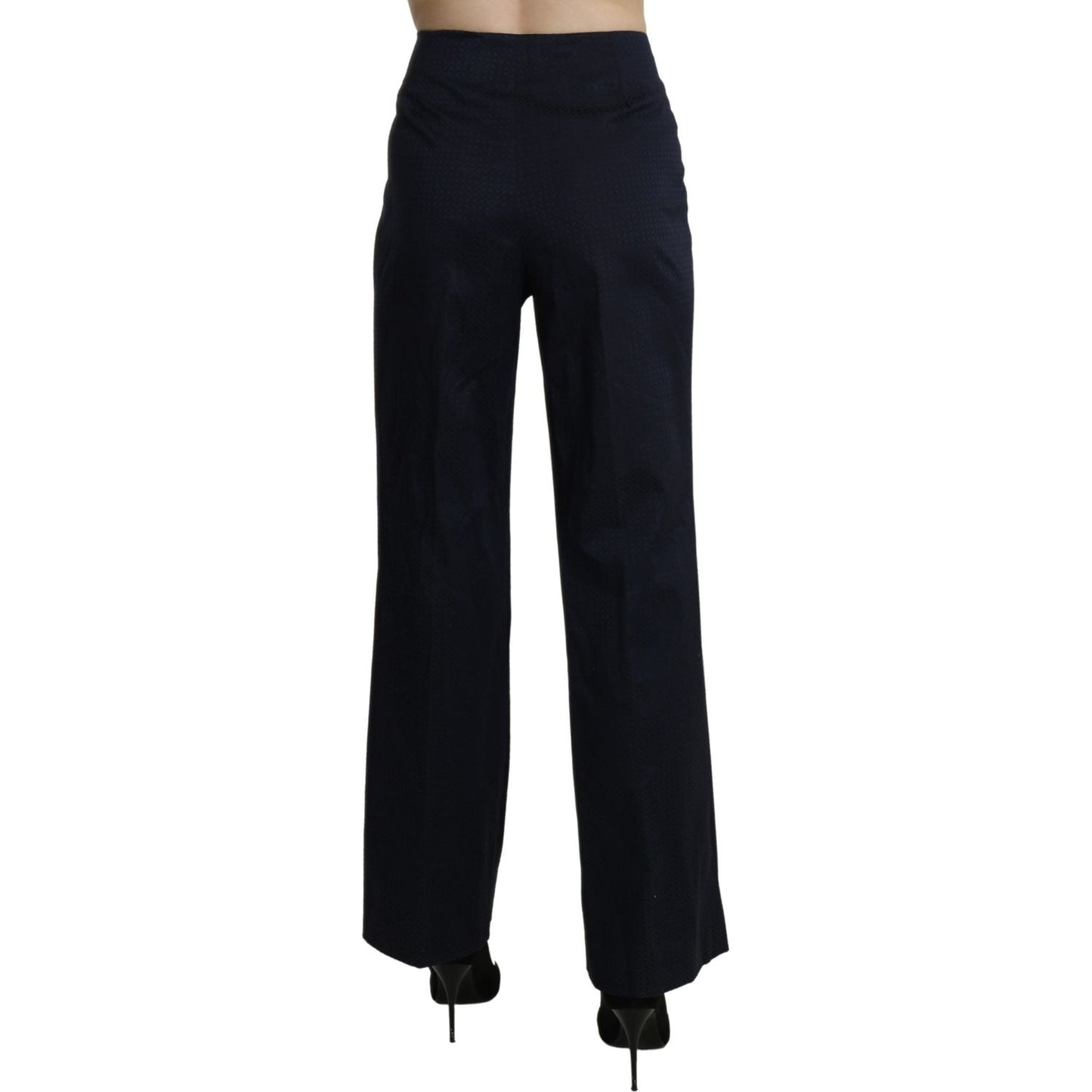 BENCIVENGA Navy Blue High Waist Straight Cotton Pants BENCIVENGA Black