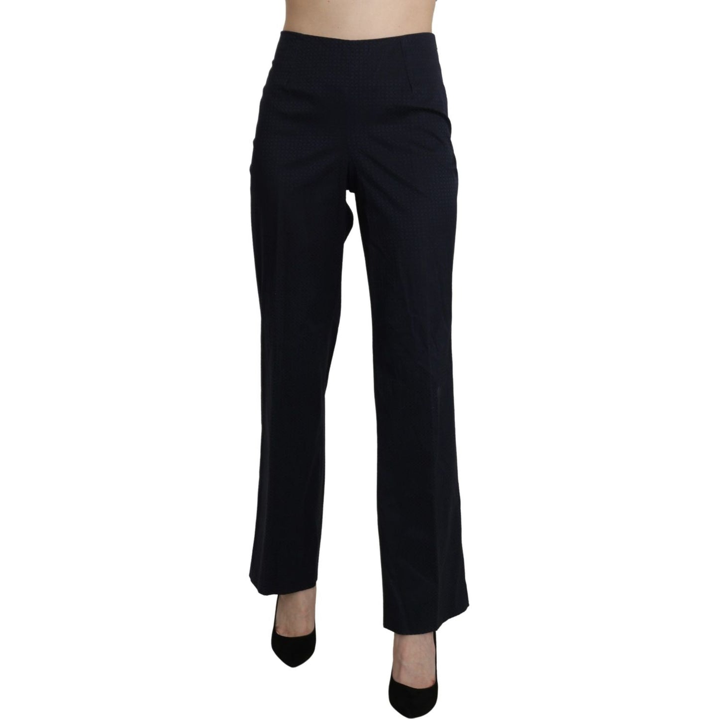 BENCIVENGA Navy Blue High Waist Straight Cotton Pants BENCIVENGA Black