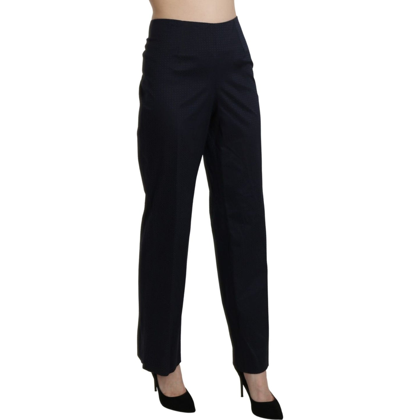 BENCIVENGA Navy Blue High Waist Straight Cotton Pants BENCIVENGA Black