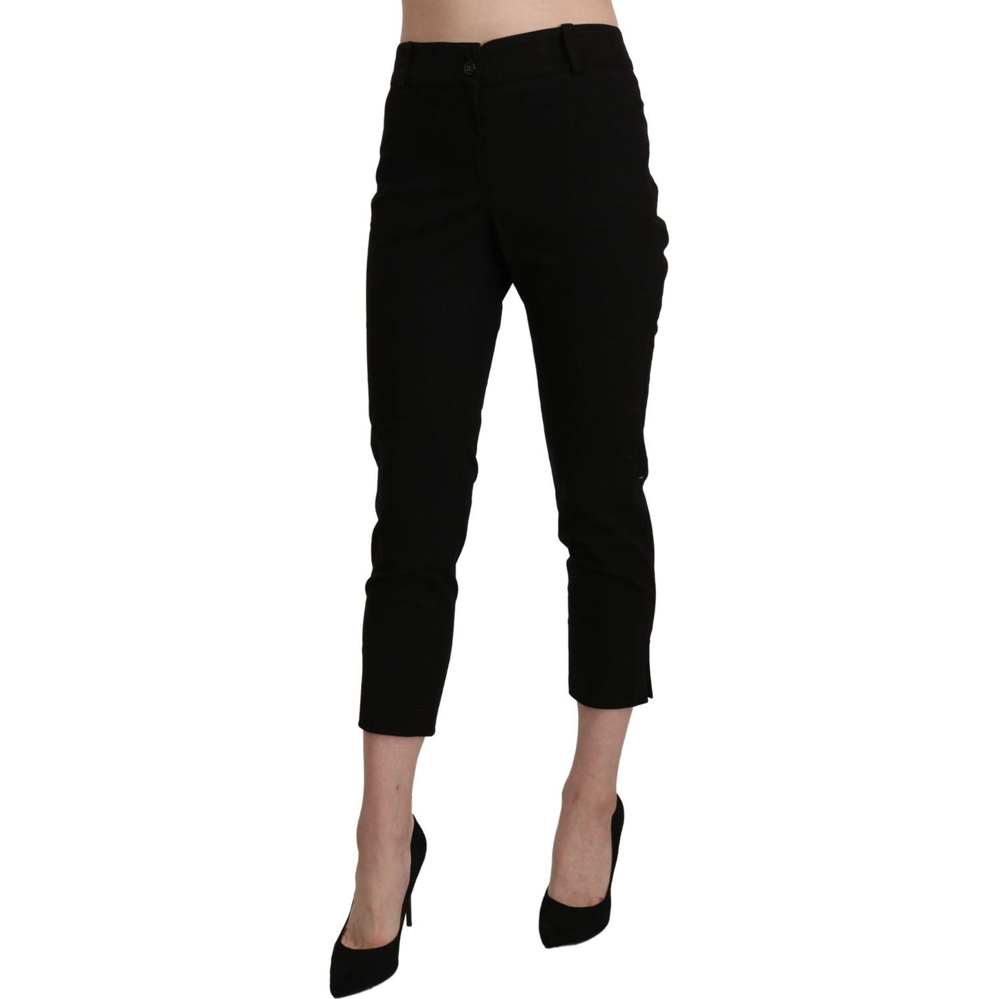 BENCIVENGA Elegant Black High Waist Cropped Pants Jeans & Pants BENCIVENGA Rosy Brown