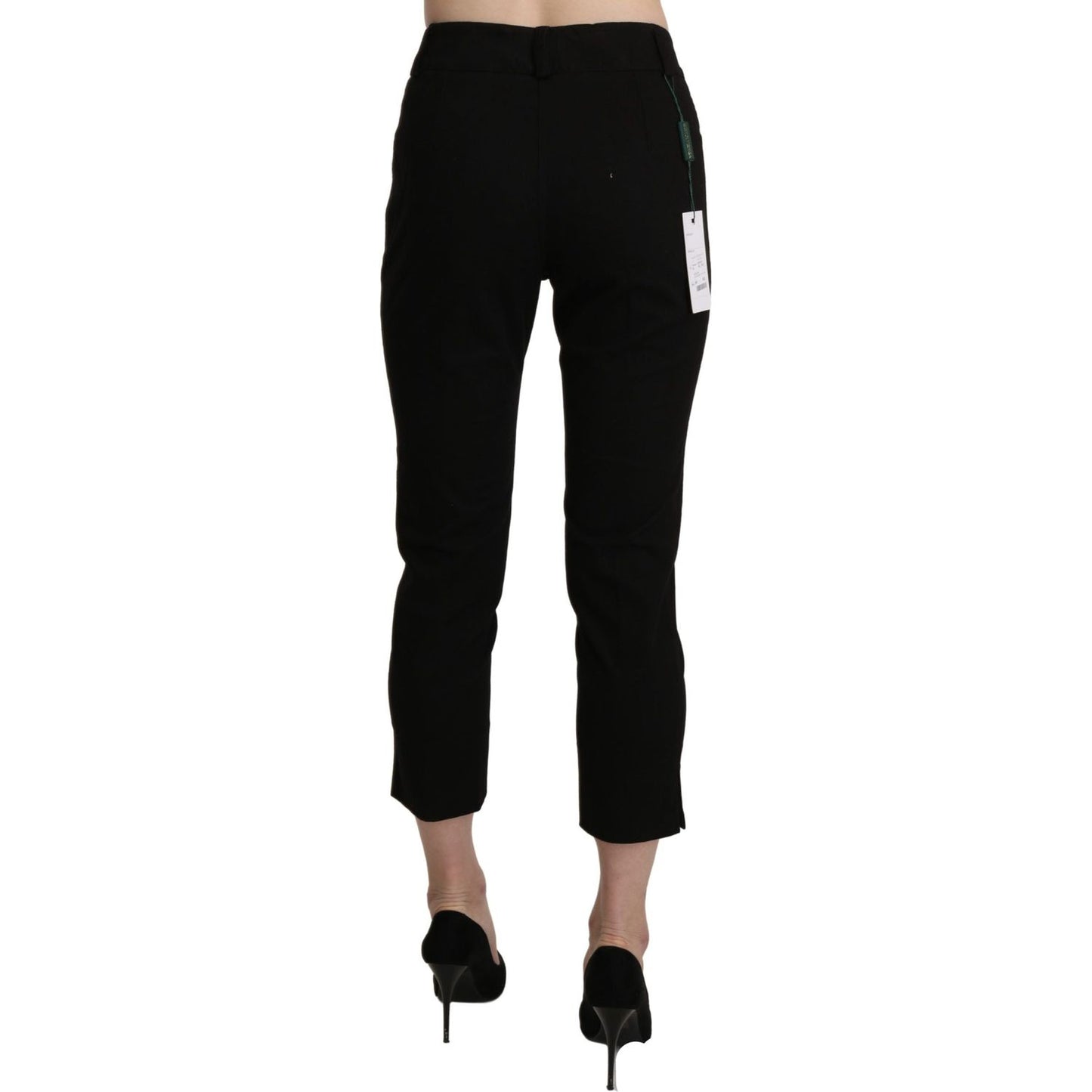 BENCIVENGA Elegant Black High Waist Cropped Pants Jeans & Pants BENCIVENGA Black
