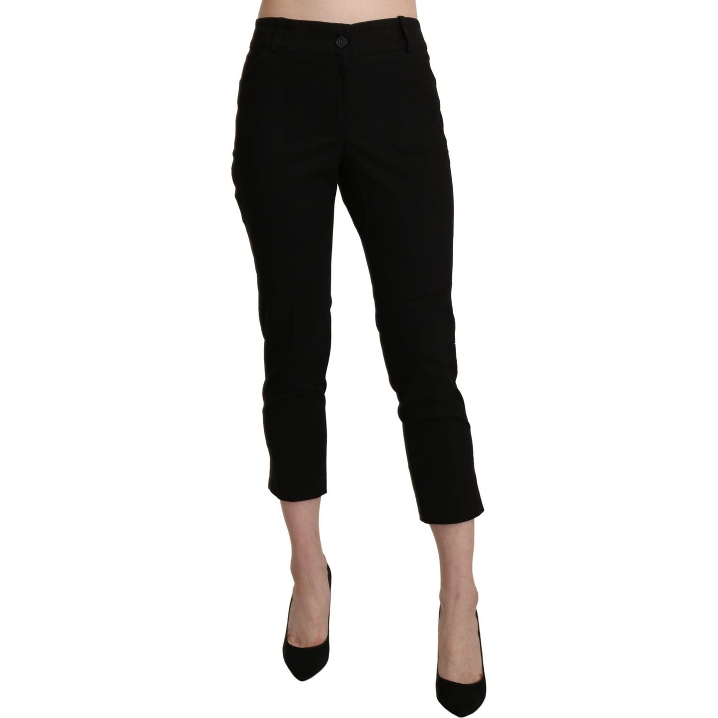 BENCIVENGA Elegant Black High Waist Cropped Pants Jeans & Pants BENCIVENGA Rosy Brown