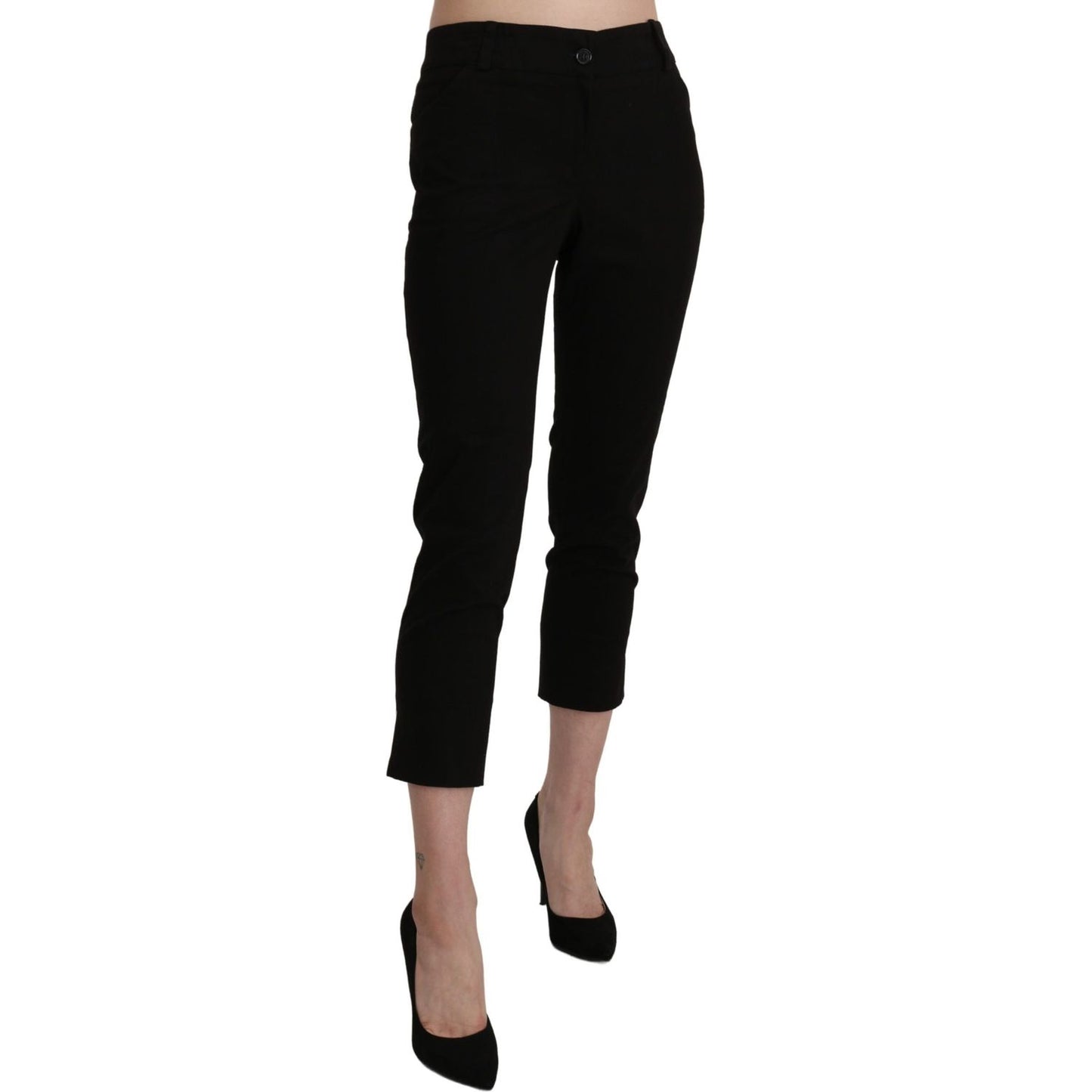 BENCIVENGA Elegant Black High Waist Cropped Pants Jeans & Pants BENCIVENGA Rosy Brown