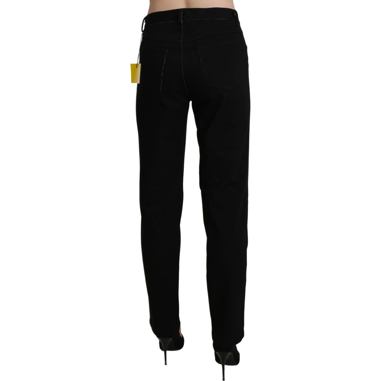 BENCIVENGA Elegant High Waist Straight Black Trousers Jeans & Pants BENCIVENGA Black