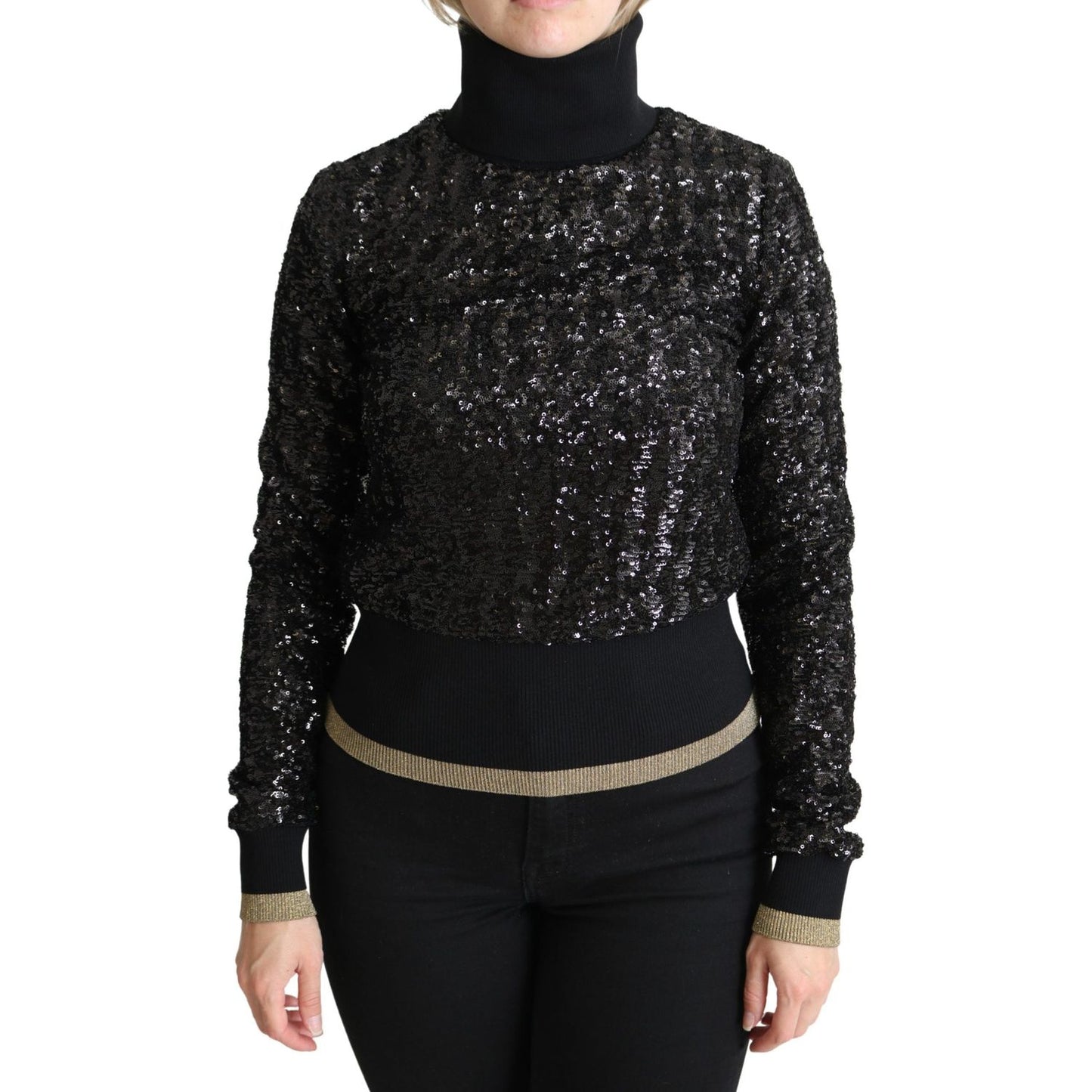 Dolce & Gabbana Elegant Sequined Turtleneck Sweater Dolce & Gabbana Black