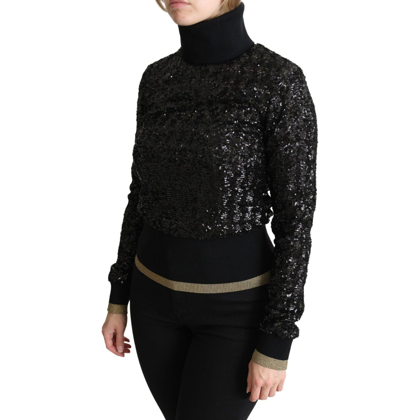 Dolce & Gabbana Elegant Sequined Turtleneck Sweater Dolce & Gabbana Black
