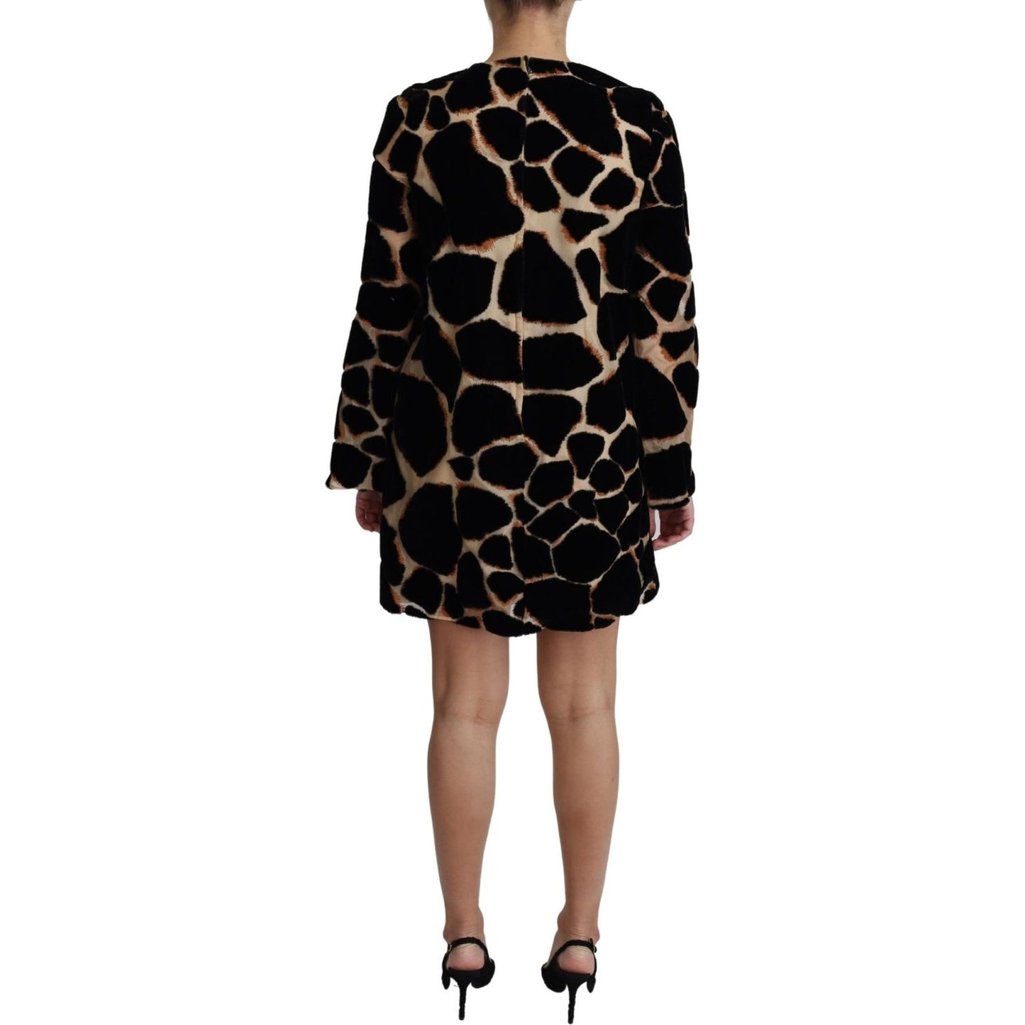 Dolce & Gabbana Chic Giraffe Print Shift Mini Dress Dolce & Gabbana Black