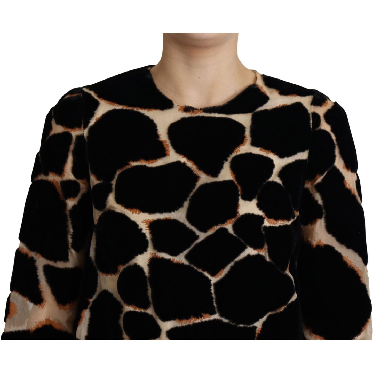 Dolce & Gabbana Chic Giraffe Print Shift Mini Dress Dolce & Gabbana Rosy Brown