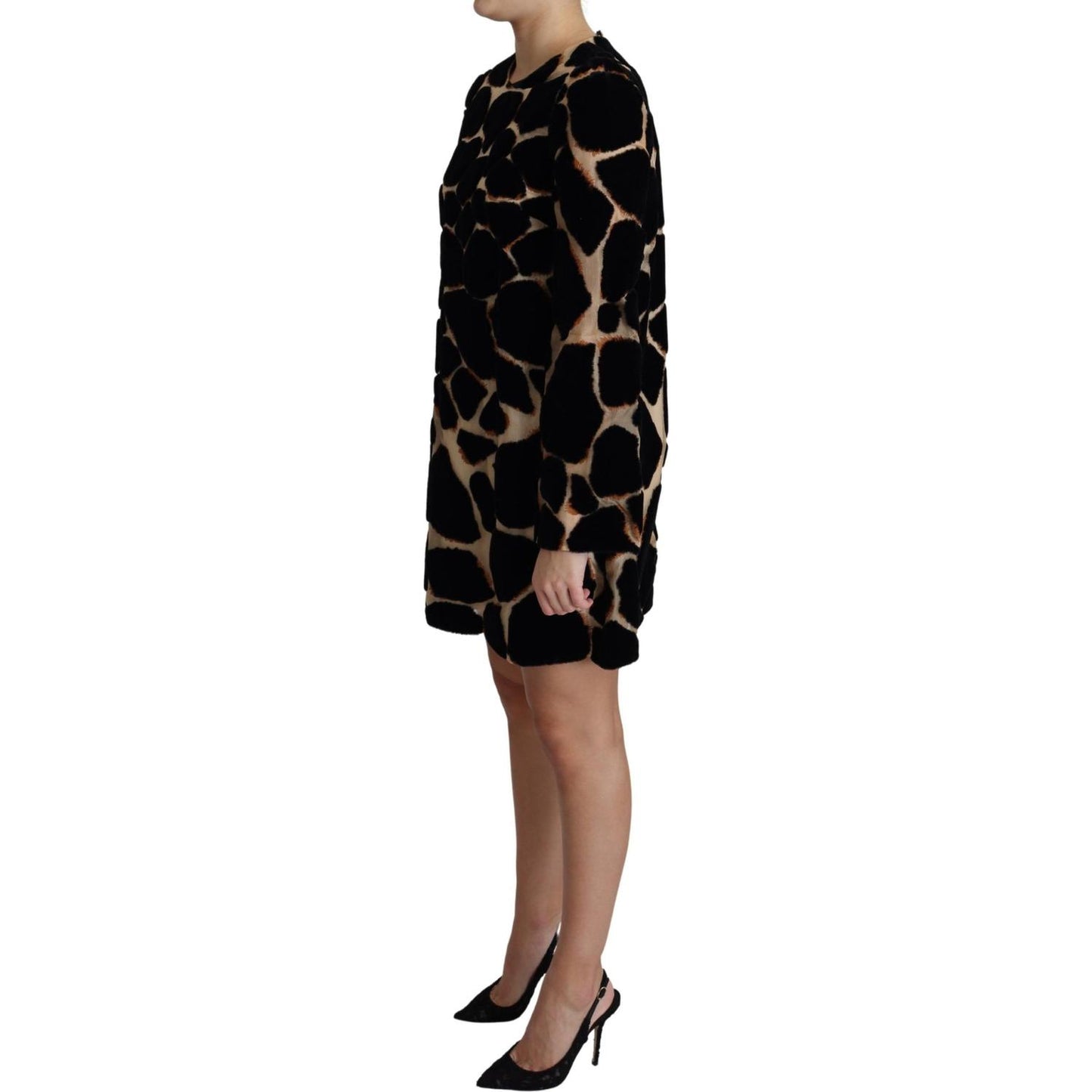 Dolce & Gabbana Chic Giraffe Print Shift Mini Dress Dolce & Gabbana Rosy Brown