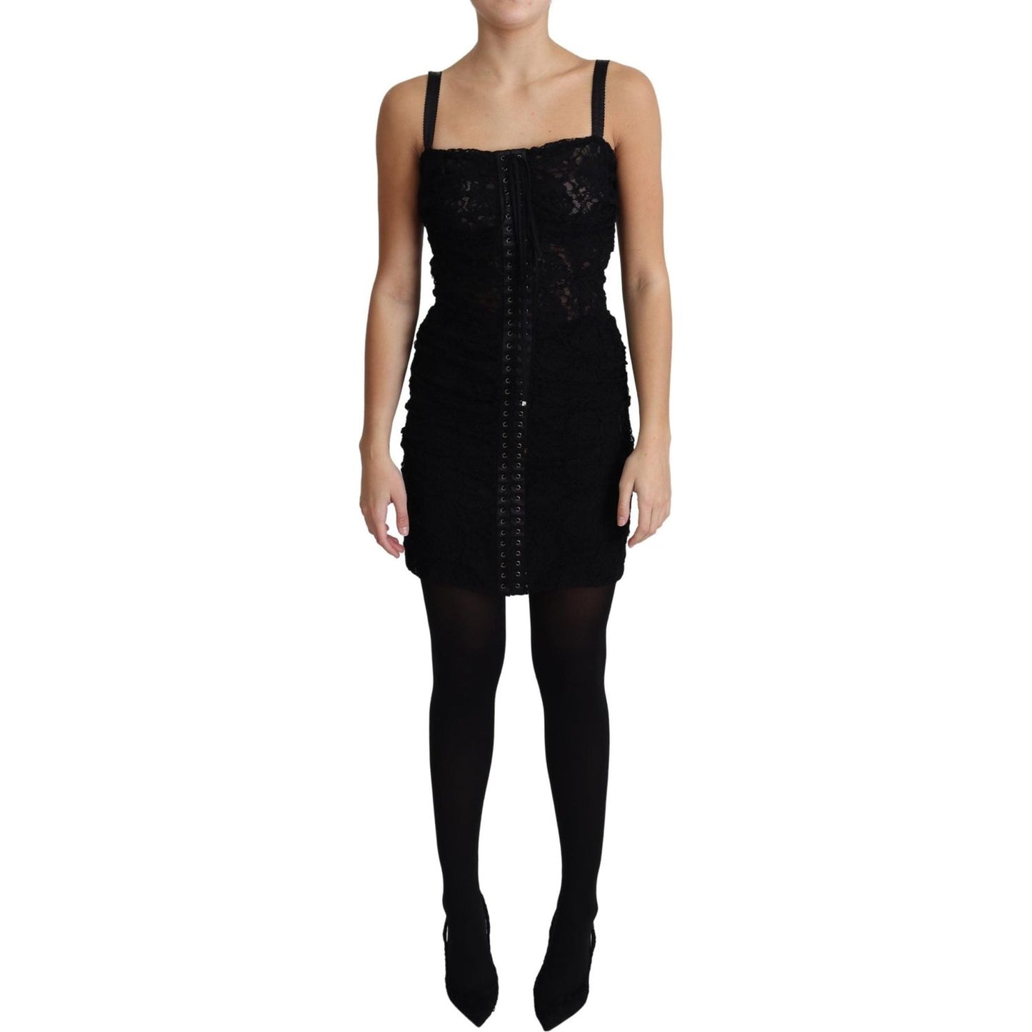 Dolce & Gabbana Elegant Black Lace Bustier Mini Dress Dolce & Gabbana Black