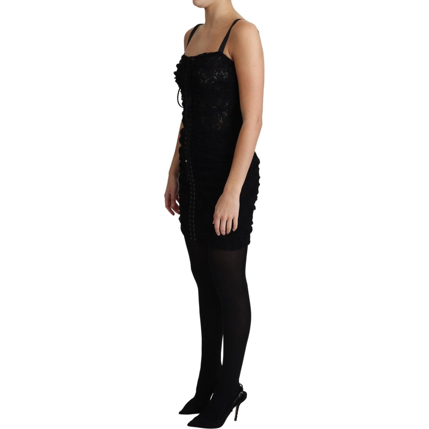 Dolce & Gabbana Elegant Black Lace Bustier Mini Dress Dolce & Gabbana Black
