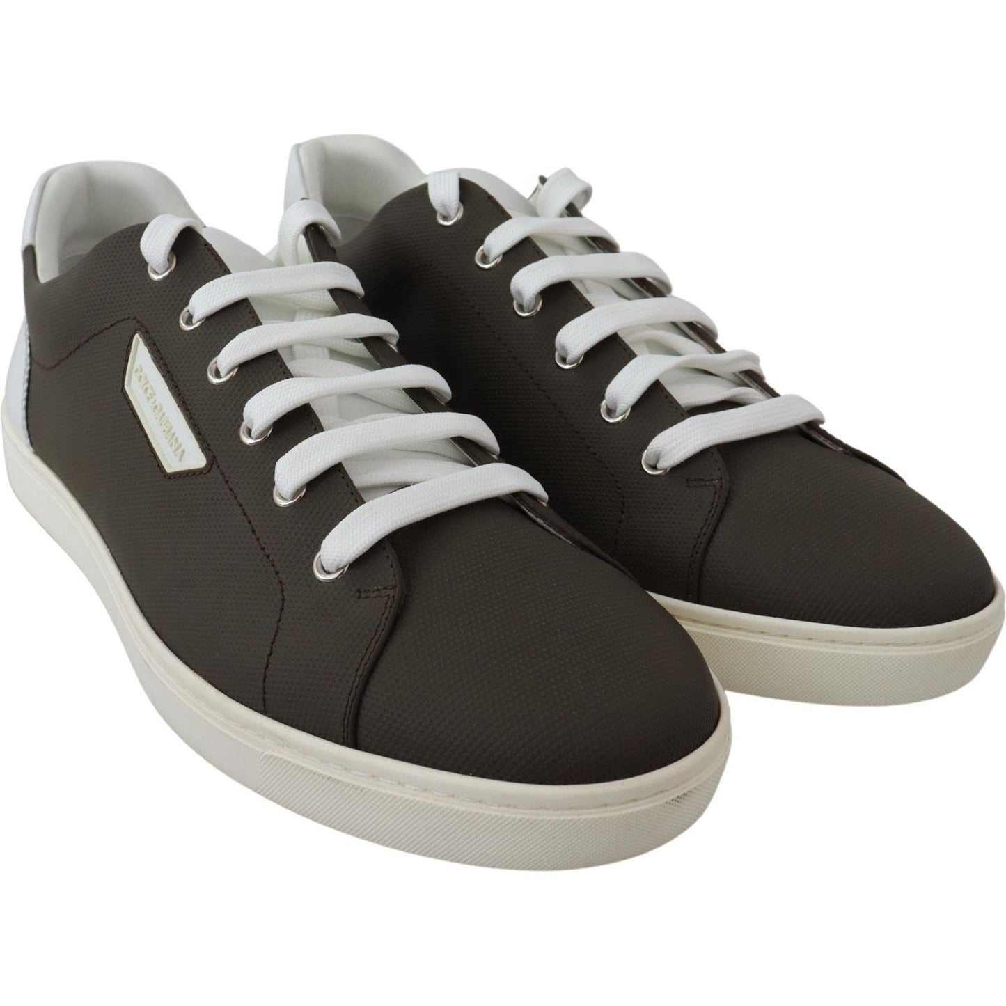 Dolce & Gabbana White Green Leather Low Top Sneakers Shoes MV3784-39.5