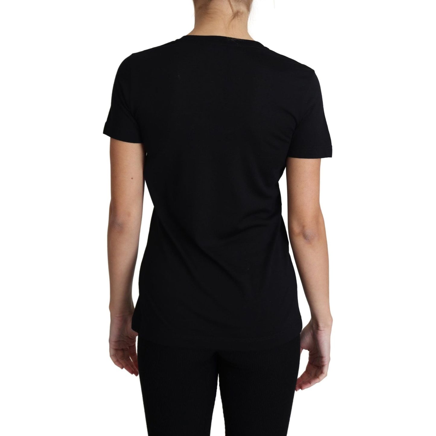 Dolce & Gabbana Elegant Black Wool Round Neck T-Shirt Dolce & Gabbana Rosy Brown