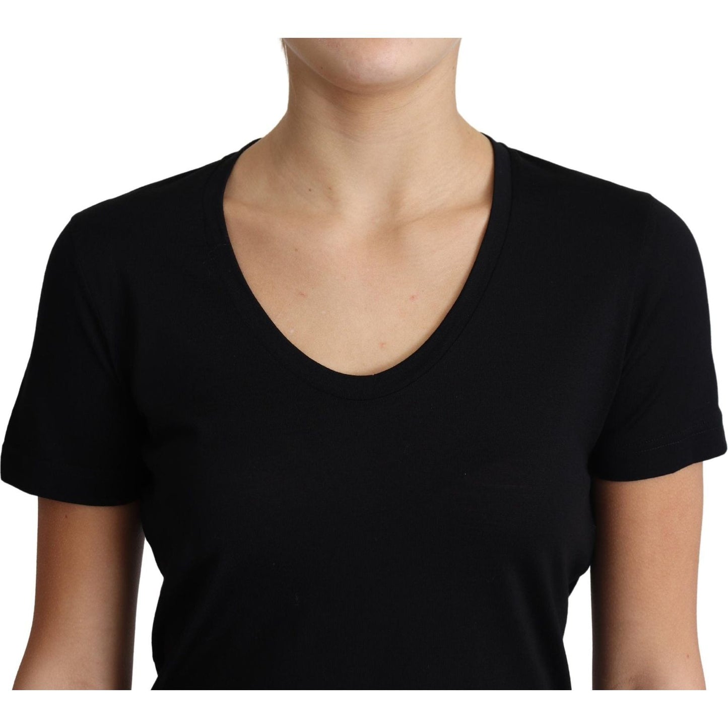 Dolce & Gabbana Elegant Black Wool Round Neck T-Shirt Dolce & Gabbana Black