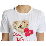 Dolce & Gabbana White San Valentino Heart Crystals T-shirt Top TSH5828-36