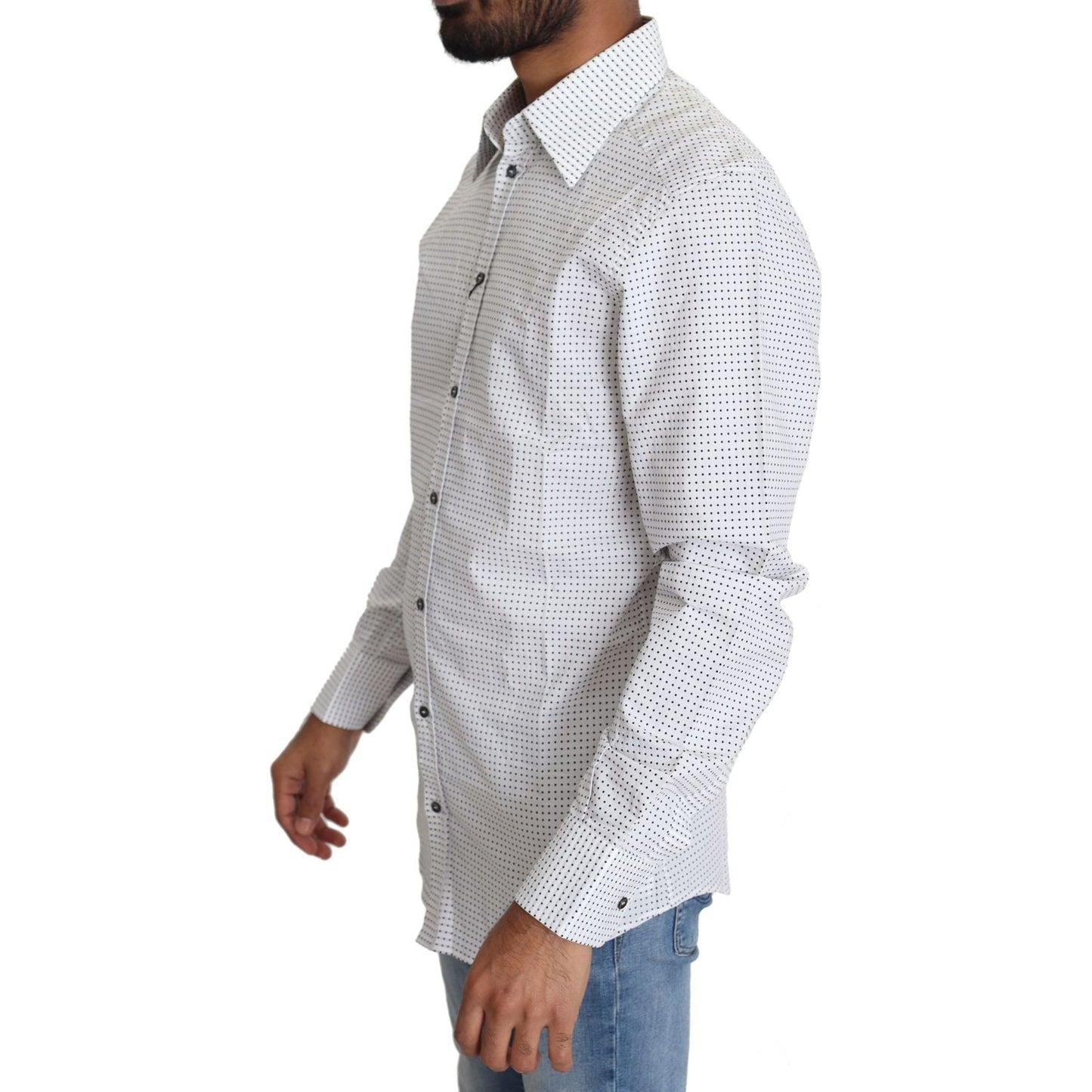 Dolce & Gabbana Black White Polka Dots Dress Shirt TSH5487-39