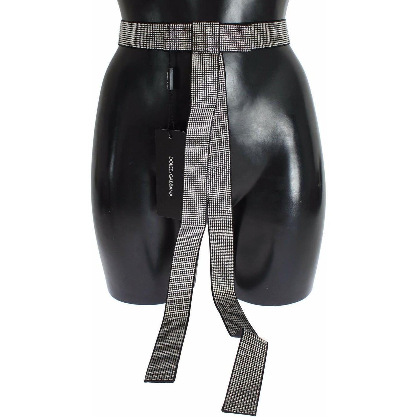 Dolce & Gabbana Black Silk Crystal Bow Waist Belt Elegance WOMAN BELTS Dolce & Gabbana Dark Slate Gray