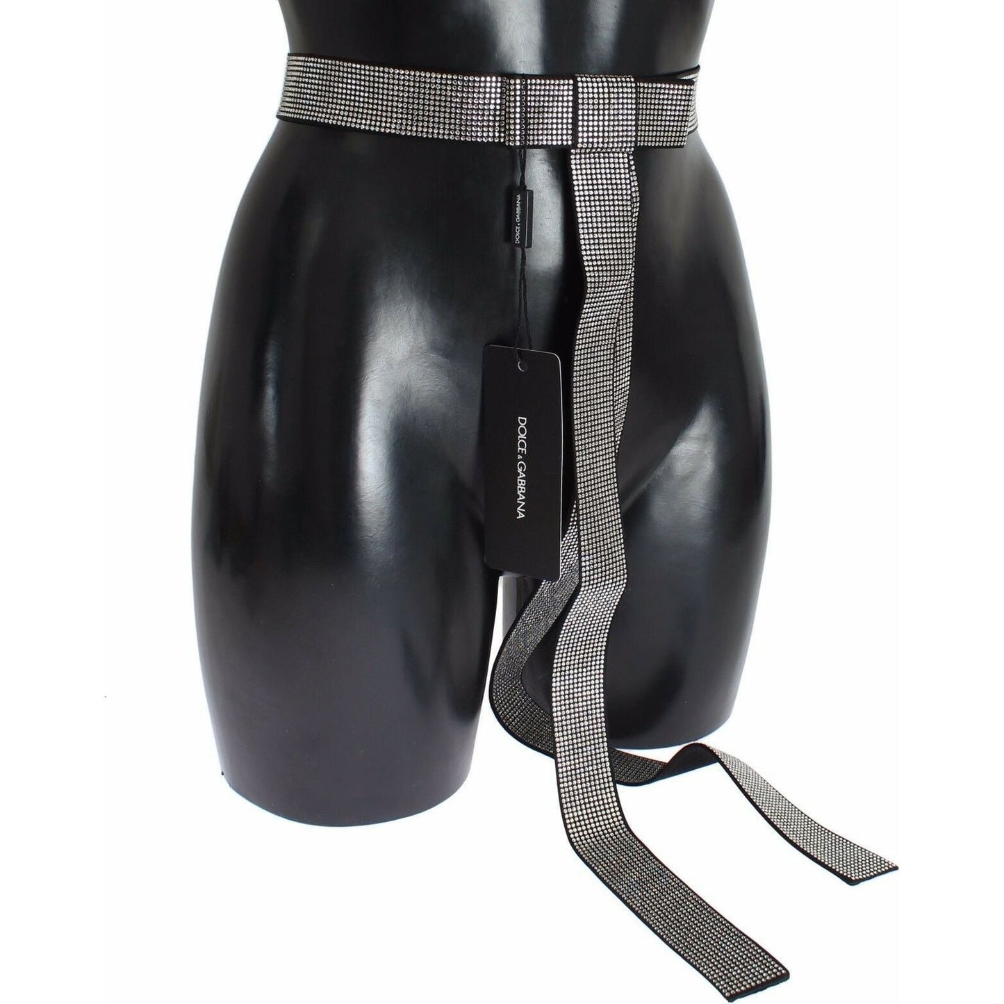 Dolce & Gabbana Black Silk Crystal Bow Waist Belt Elegance WOMAN BELTS Dolce & Gabbana Dark Slate Gray