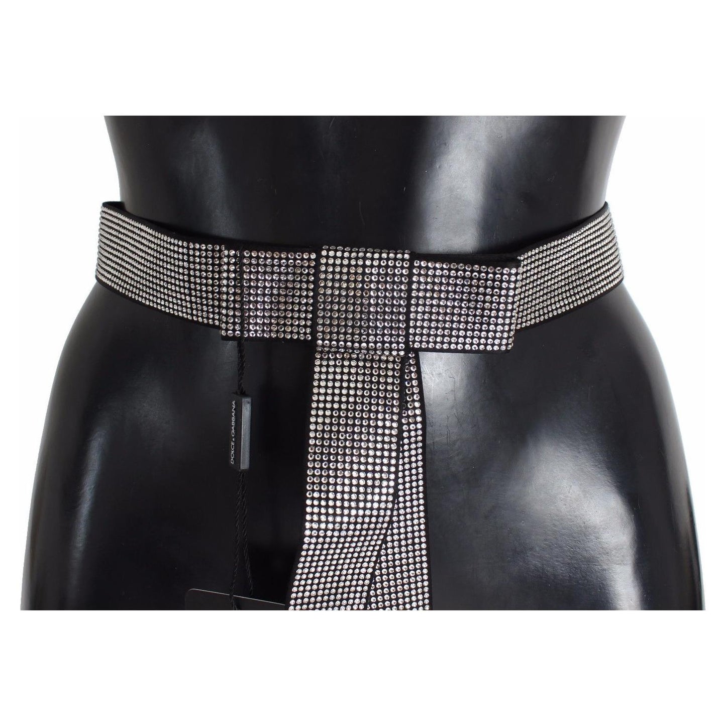 Dolce & Gabbana Black Silk Crystal Bow Waist Belt Elegance WOMAN BELTS Dolce & Gabbana Dark Slate Gray