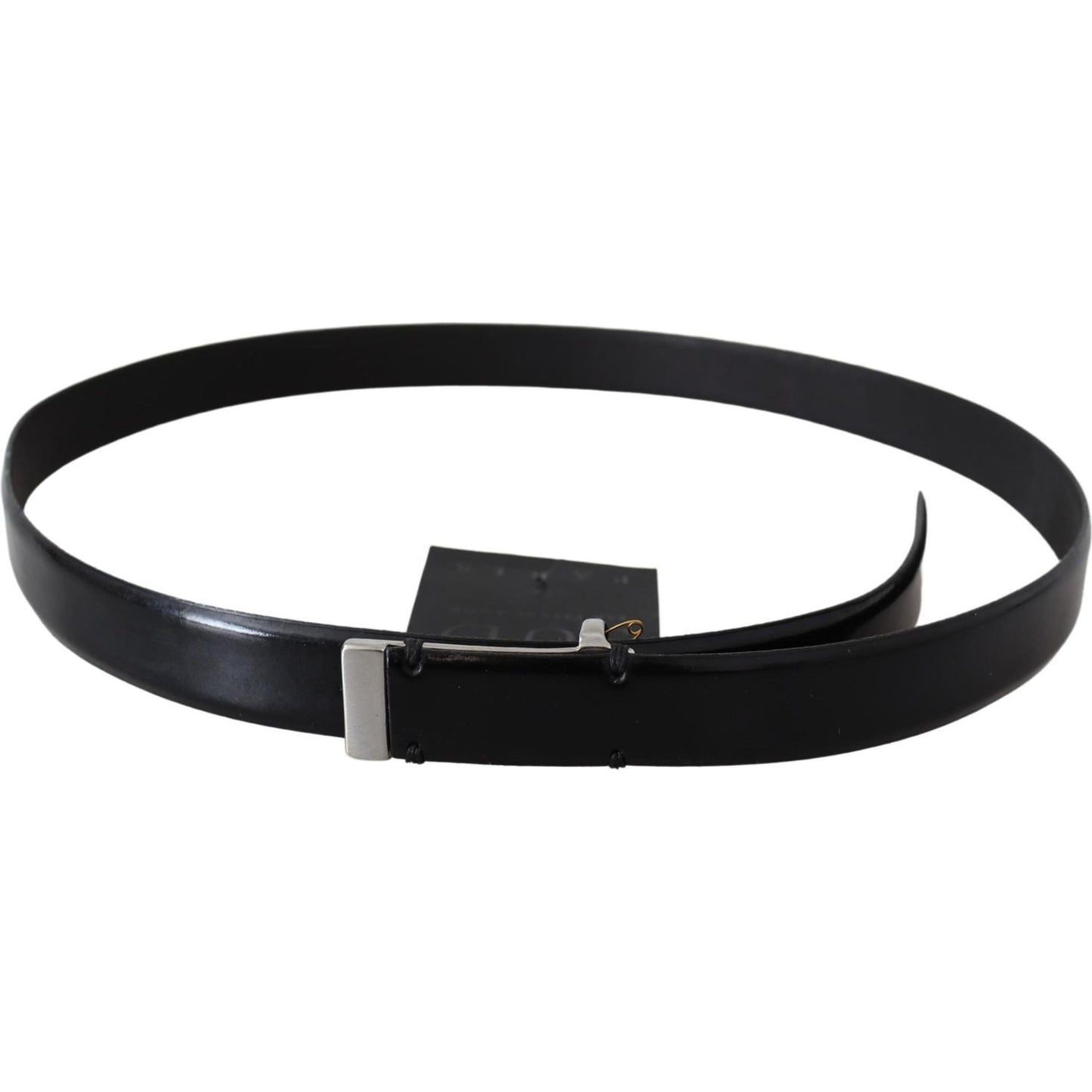 PLEIN SUD Elegant Black Leather Waist Belt Belt PLEIN SUD Black