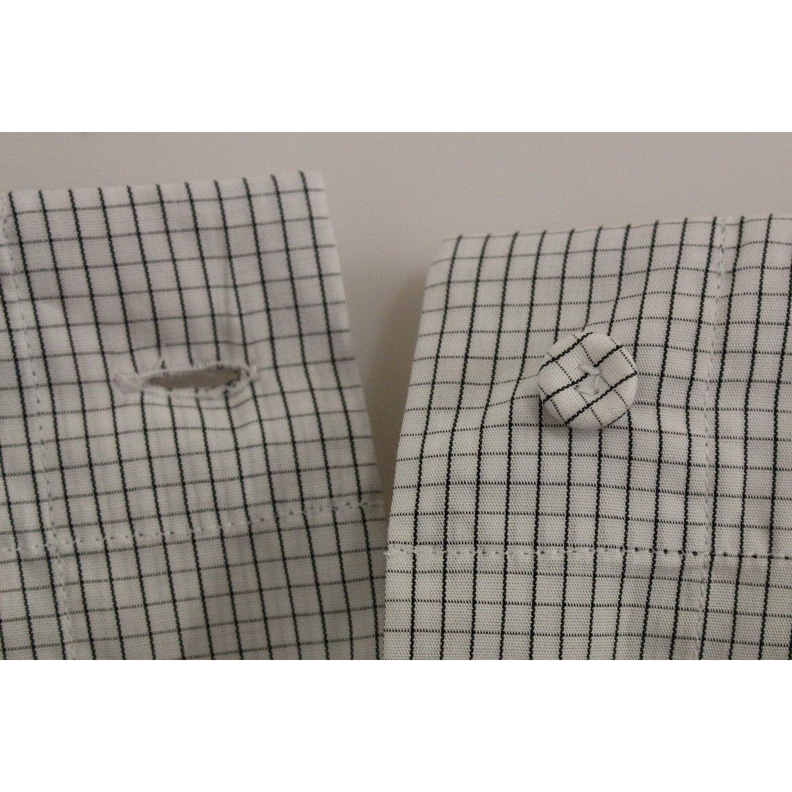 Andrea Incontri White Checkered Stretch Cotton Shorts GSS10709-1