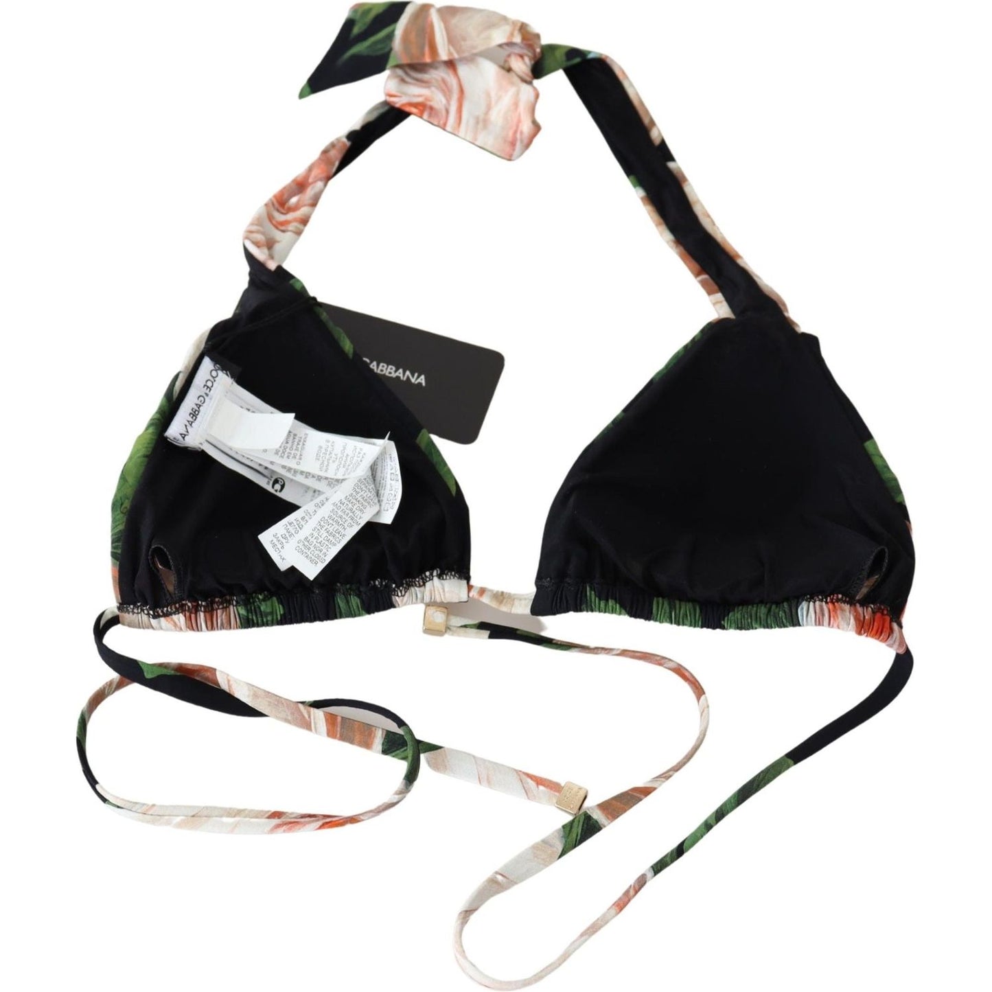 Dolce & Gabbana Elegant Floral Print Bikini Top Dolce & Gabbana Black