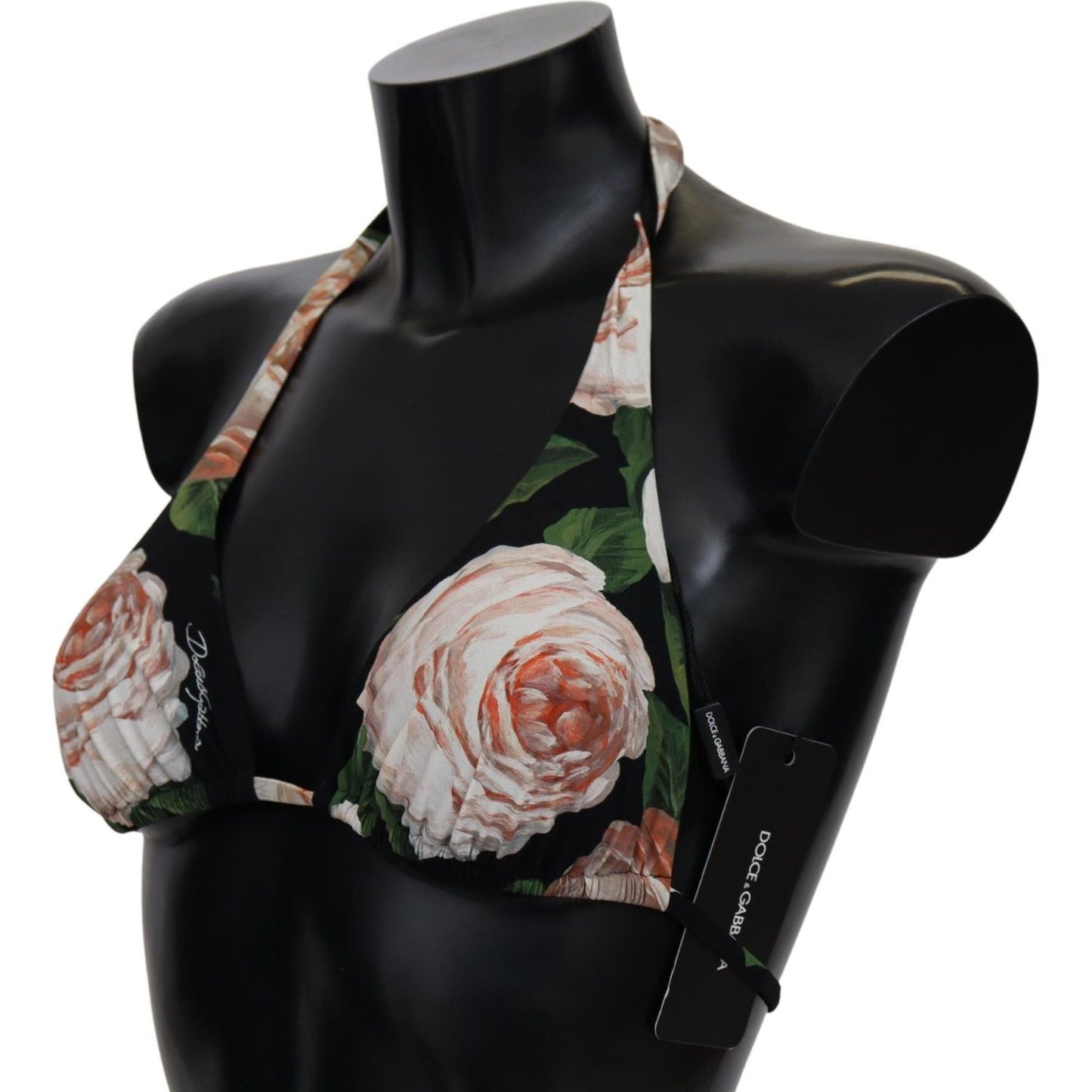 Dolce & Gabbana Elegant Floral Print Bikini Top Dolce & Gabbana Black