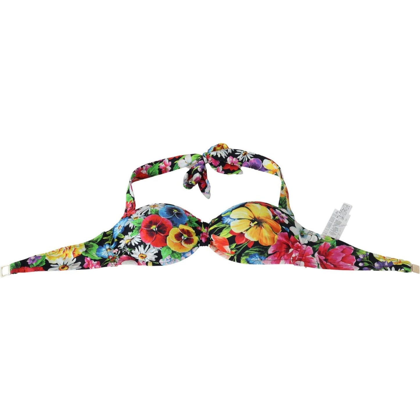 Dolce & Gabbana Floral Elegance High-End Bikini Top Dolce & Gabbana Gray