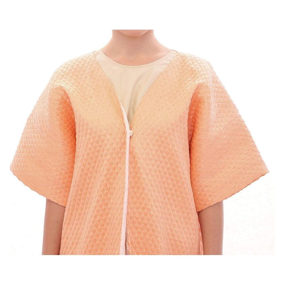 Andrea Incontri Chic Pink Silk-Blend Short Sleeve Coat Coats & Jackets Andrea Incontri Tan
