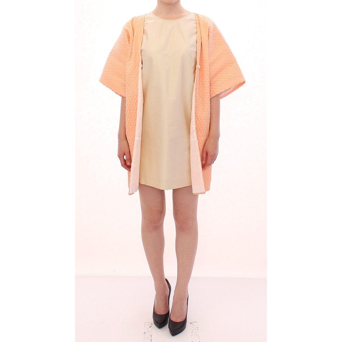 Andrea Incontri Chic Pink Silk-Blend Short Sleeve Coat Coats & Jackets Andrea Incontri Antique White
