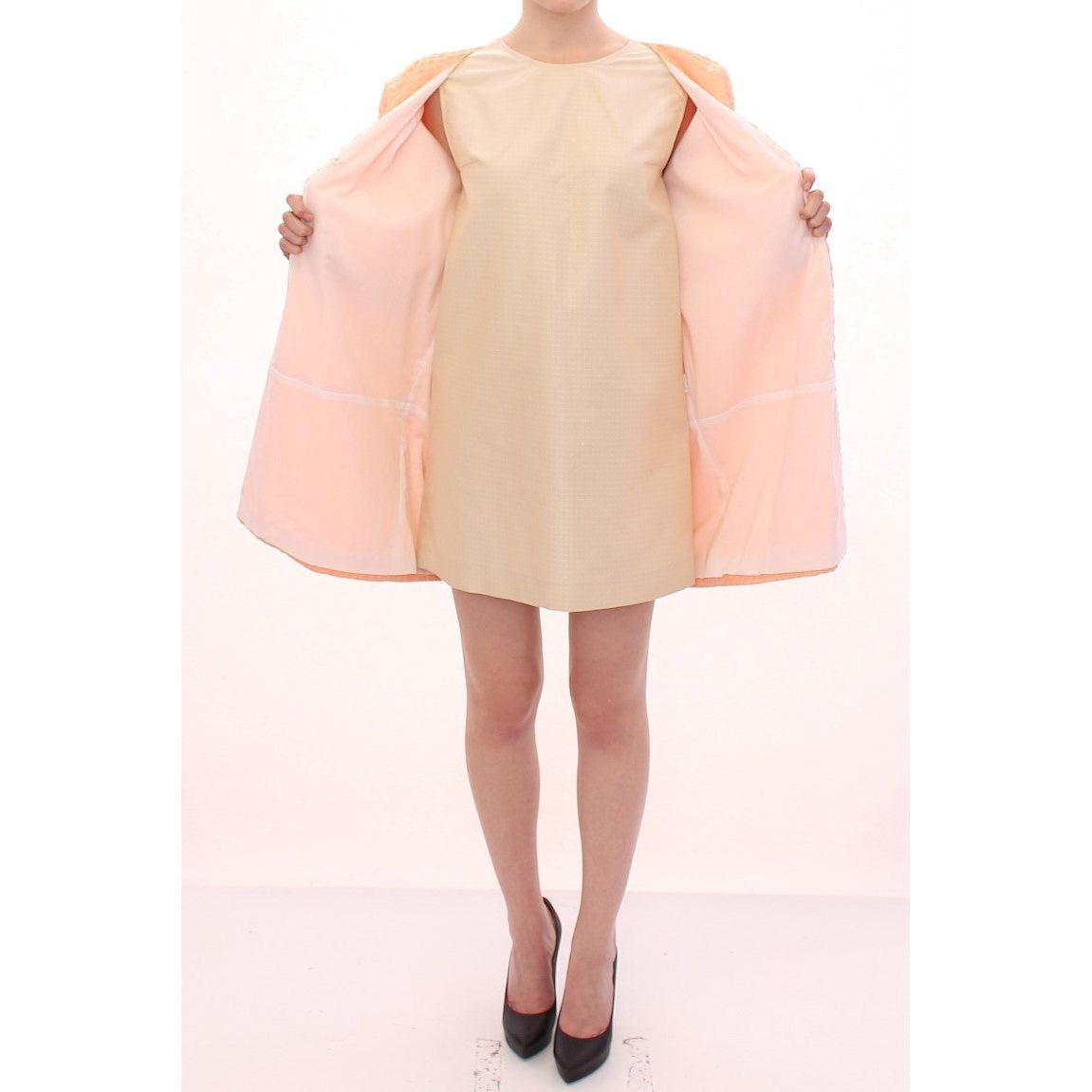 Andrea Incontri Chic Pink Silk-Blend Short Sleeve Coat Coats & Jackets Andrea Incontri Antique White