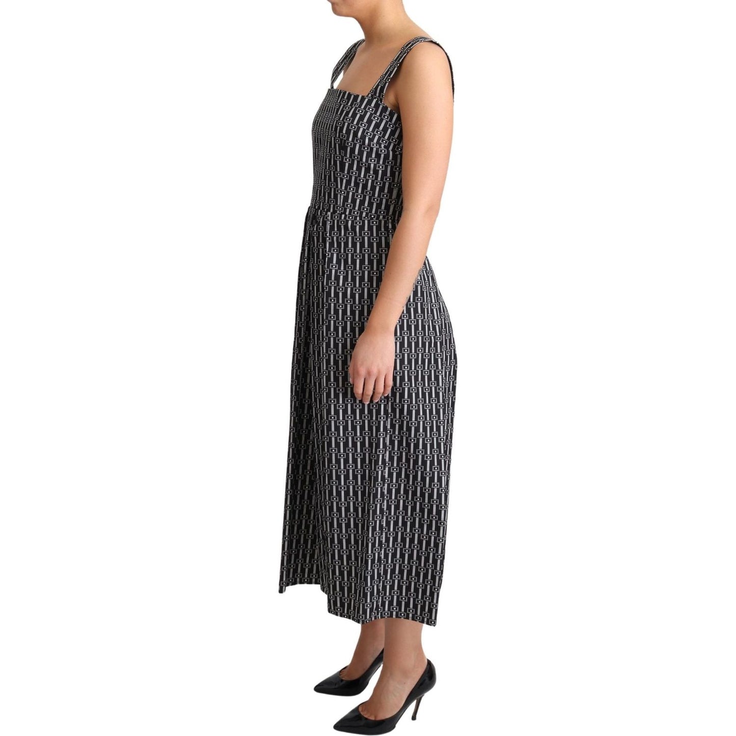 Dolce & Gabbana Elegant Sleeveless Geometric A-line Dress Dolce & Gabbana Tan