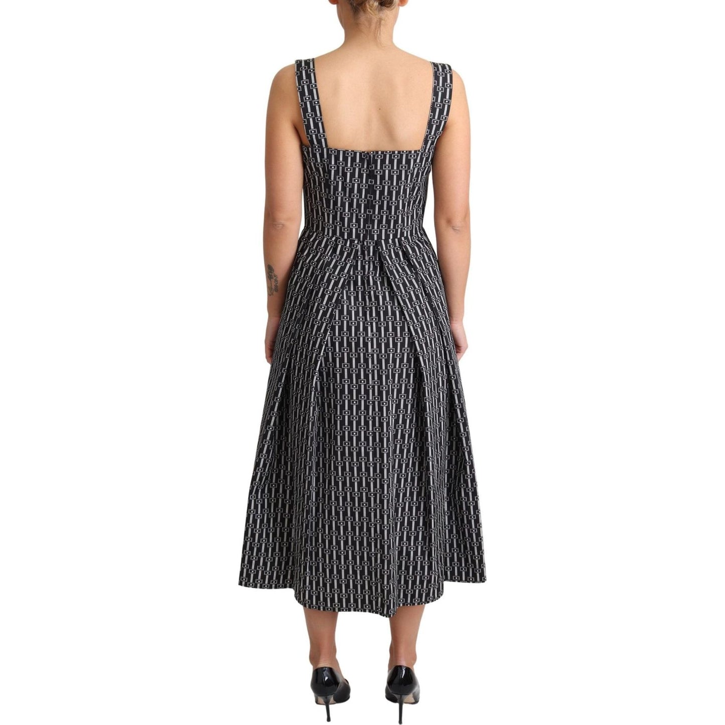 Dolce & Gabbana Elegant Sleeveless Geometric A-line Dress Dolce & Gabbana Tan