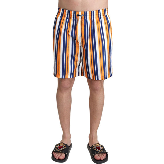 Dolce & Gabbana Multicolor Striped Beachwear Swimshorts