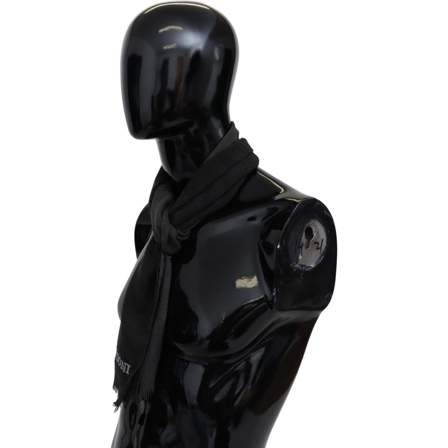 Missoni Gray Wool Unisex Neck Wrap Shawl Fringes Logo Scarf