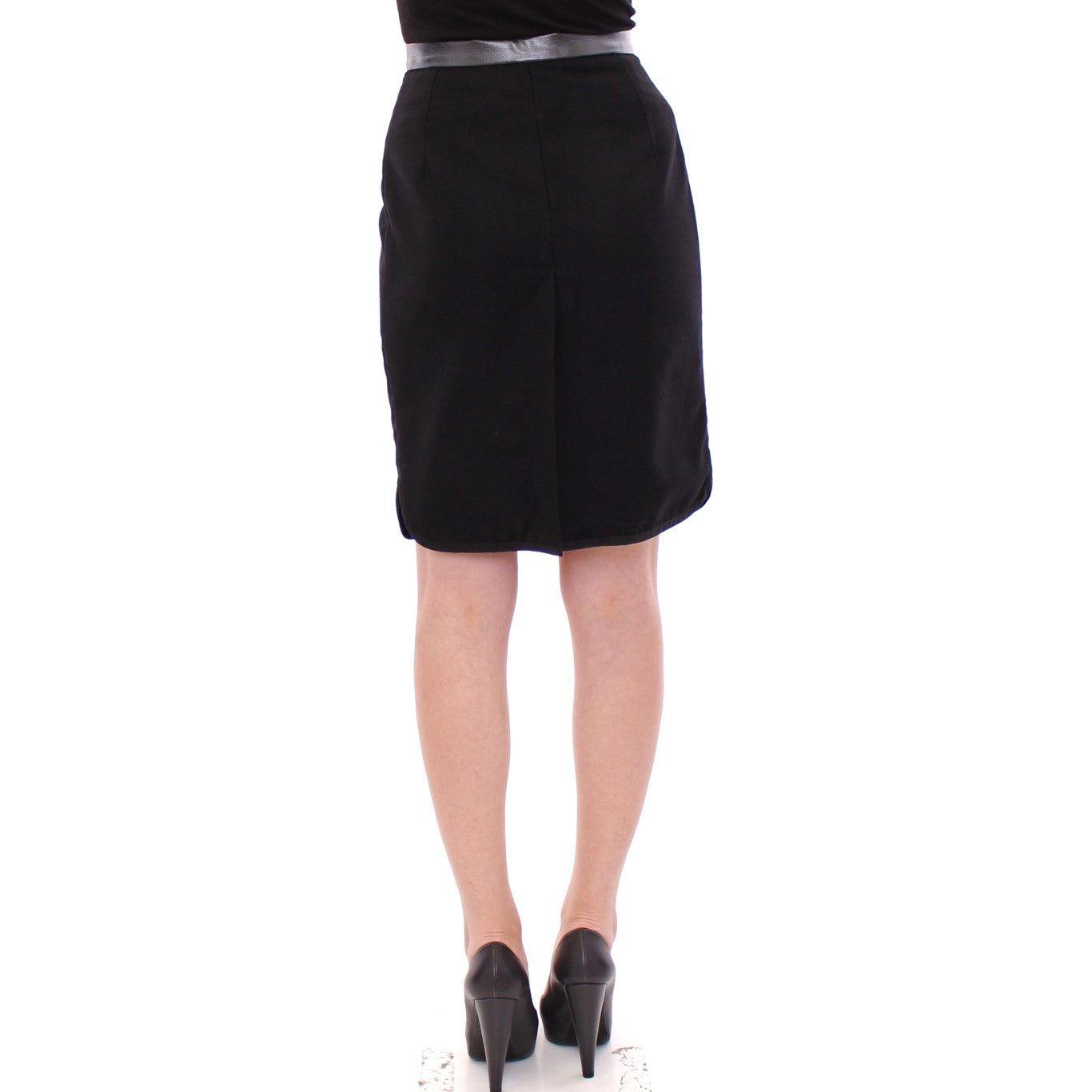 Corrado De Biase Elegant Black Wool-Cotton Blend Skirt Corrado De Biase Black