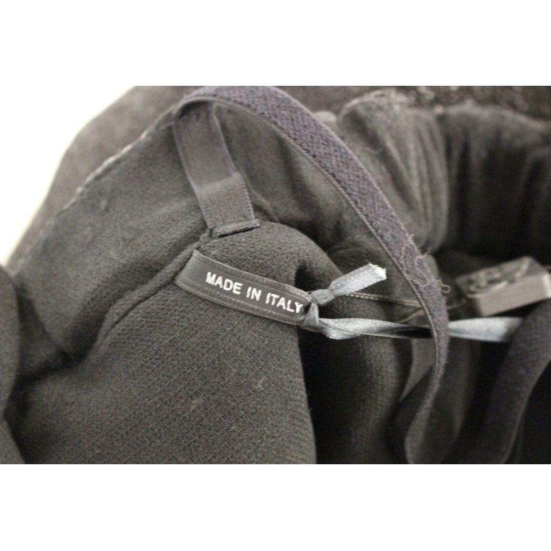 La Maison du Couturier Elegant Black Leather Jumpsuit with Waist Strap Coats & Jackets La Maison du Couturier Dark Slate Gray