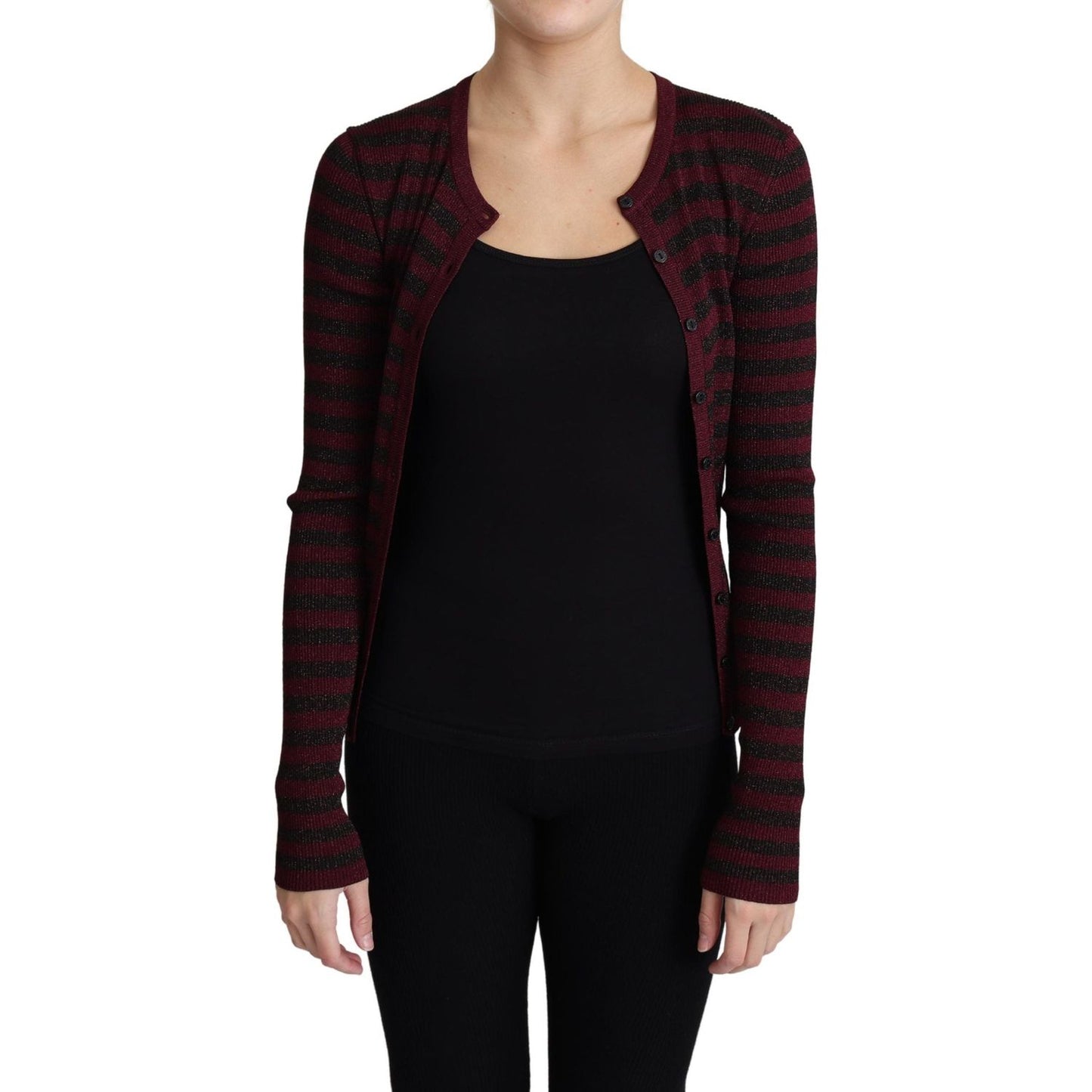 Dolce & Gabbana Elegant Striped Viscose Cardigan Dolce & Gabbana Black