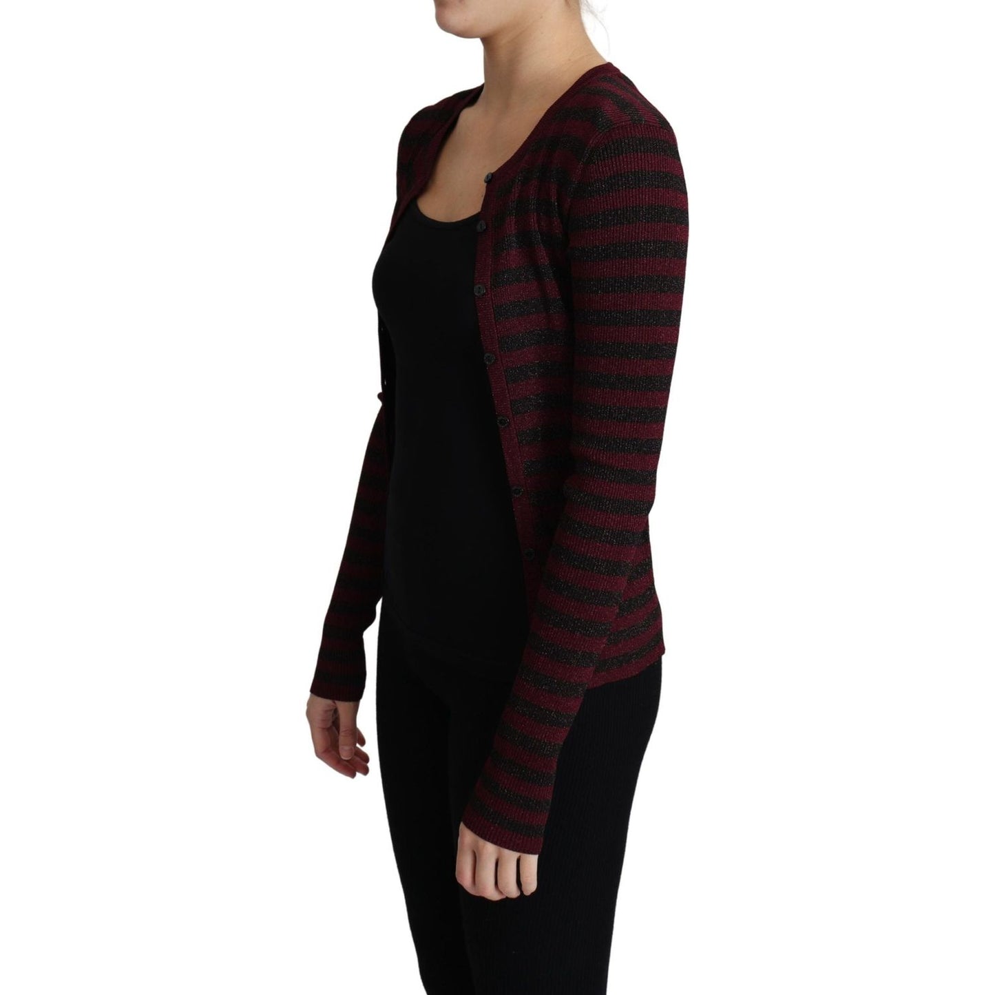 Dolce & Gabbana Elegant Striped Viscose Cardigan Dolce & Gabbana Black