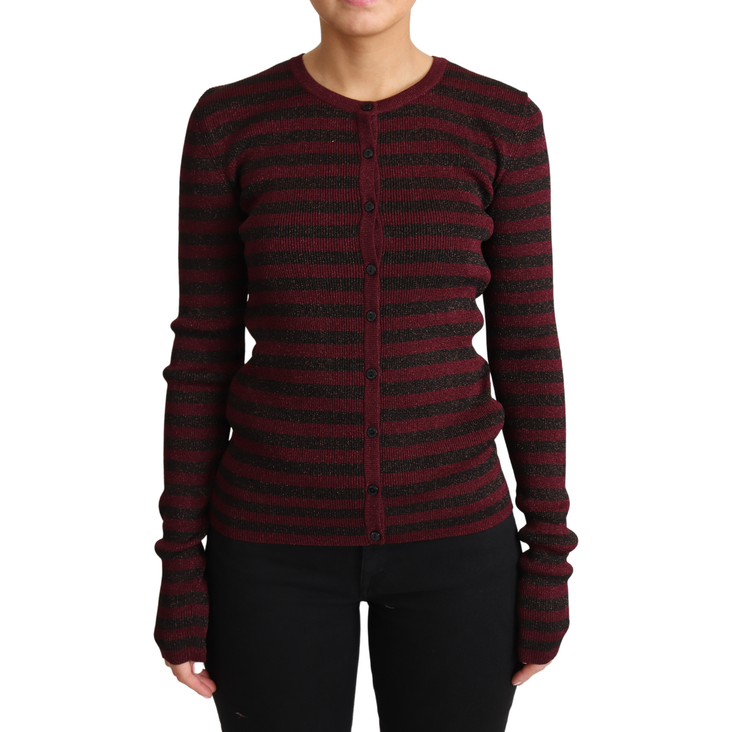 Dolce & Gabbana Elegant Striped Viscose Cardigan Dolce & Gabbana Black