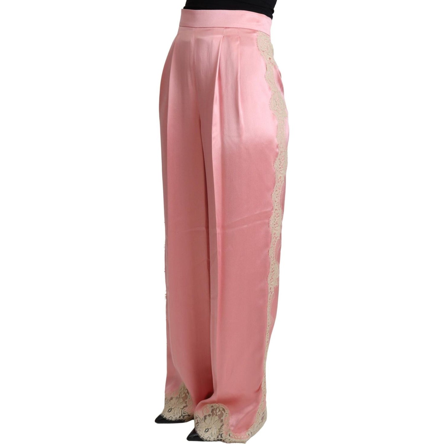 Dolce & Gabbana Silk Blend Satin Wide-Leg Pants in Pink Dolce & Gabbana Rosy Brown